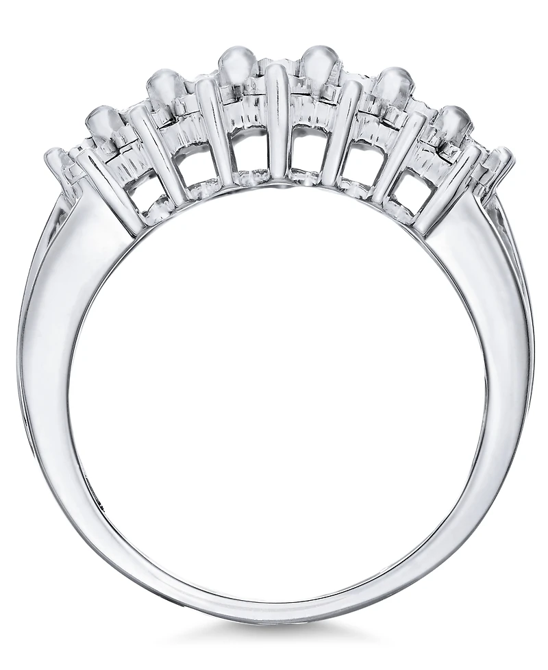 Diamond Multi-Row Ring (1/2 ct. t.w.) in Sterling Silver or 14K Gold Over Sterling Silver