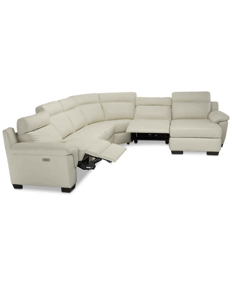 Closeout! Julius Ii 150" 6-Pc. Leather Chaise Sectional Sofa With 2 Power Recliners, Power Headrests & Usb Power Outlet, Created for Macy's