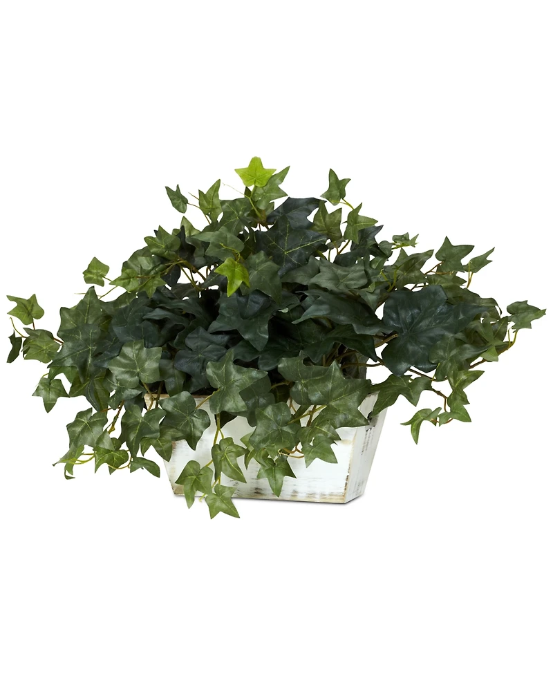 Nearly Natural Ivy Artificial Plant in White-Washed Planter