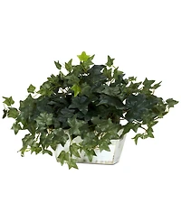Nearly Natural Ivy Artificial Plant in White-Washed Planter