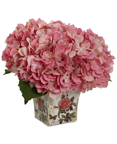 Nearly Natural Green Hydrangea Artificial Arrangement with Floral Planter