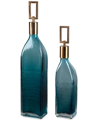 Uttermost Annabella Teal Glass Bottles, Set of 2