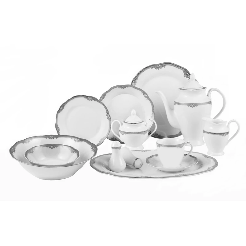 Lorren Home Trends Elizabeth 57-Pc. Dinnerware Set, Service for 8