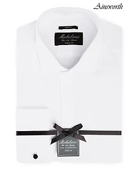 Michelsons of London Men's Classic/Regular Fit Stretch Solid French Cuff Tuxedo Shirt