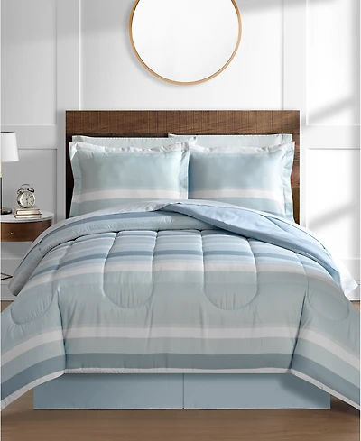 Austin Stripe/Solid Reversible 8 Pc. Comforter Set, Exclusively at Macy's