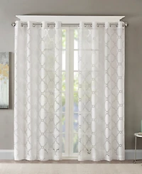 Eden Fretwork Burnout Sheer Window Curtain, sheer curtains inches long Single Sheer Curtain Panel