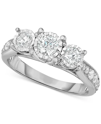 TruMiracle Diamond Three-Stone Ring (1 ct. t.w.) 14k White, Yellow or Rose Gold