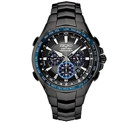 Seiko Men's Radio Sync Solar Chronograph Coutura Black Stainless Steel Bracelet Watch 44.5mm