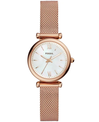 Fossil Women's Mini Carlie Stainless Steel Mesh Bracelet Watch 28mm