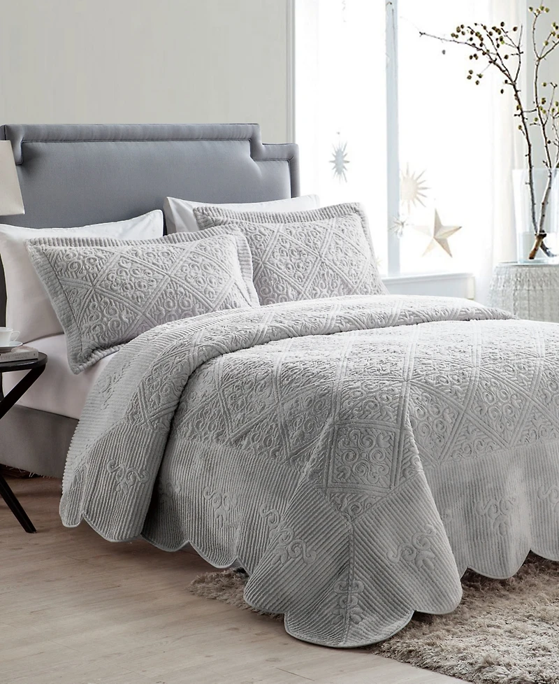 Vcny Home Westland Plush -Pc. Bedspread Set