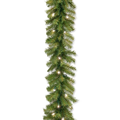 National Tree Company 9' x 10" Norwood Fir Garland with 50 Concave Soft White Led Lights