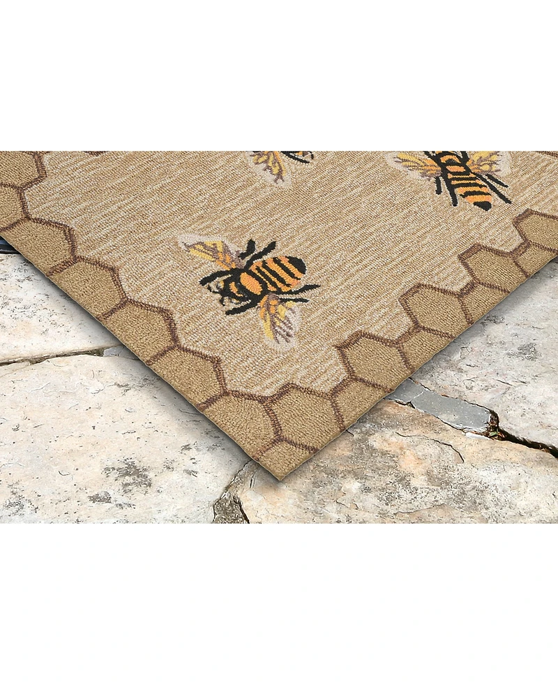 Liora Manne Front Porch Indoor/Outdoor Honeycomb Bee Natural 2'6" x 4' Area Rug