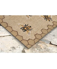 Liora Manne Front Porch Indoor/Outdoor Honeycomb Bee Natural 2'6" x 4' Area Rug