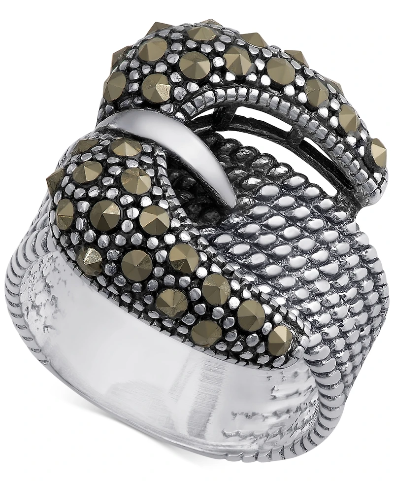 Marcasite Buckle Ring in Sterling Silver