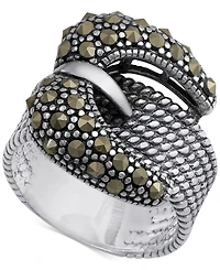 Marcasite Buckle Ring in Sterling Silver