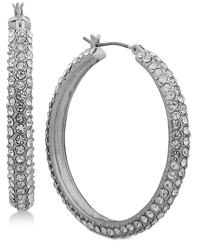 Dkny Micro-Pave 1 2/3" Hoop Earrings