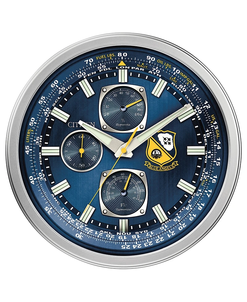 Citizen Gallery Indoor/Outdoor Blue Angels Silver-Tone and Blue Wall Clock