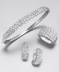 Diamond Cluster Hoop Earrings (1/2 ct. t.w.) in Sterling Silver