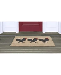 Liora Manne Front Porch Indoor Outdoor Roosters Neutral Area Rugs