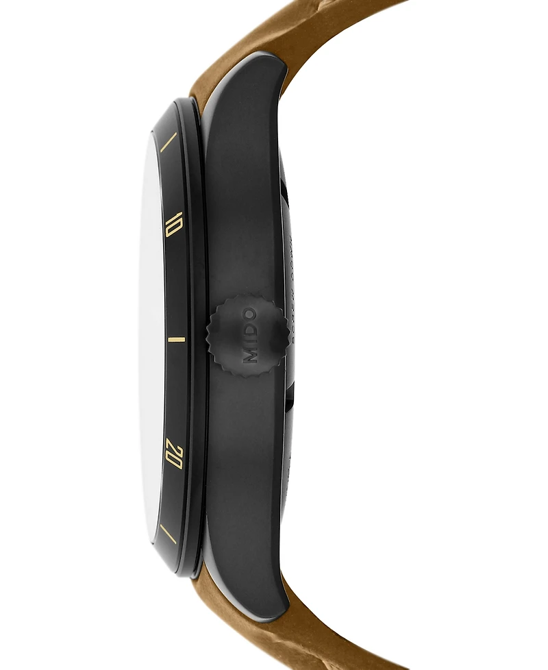 Mido Men's Swiss Automatic Multifort Brown Leather Strap Watch 42mm