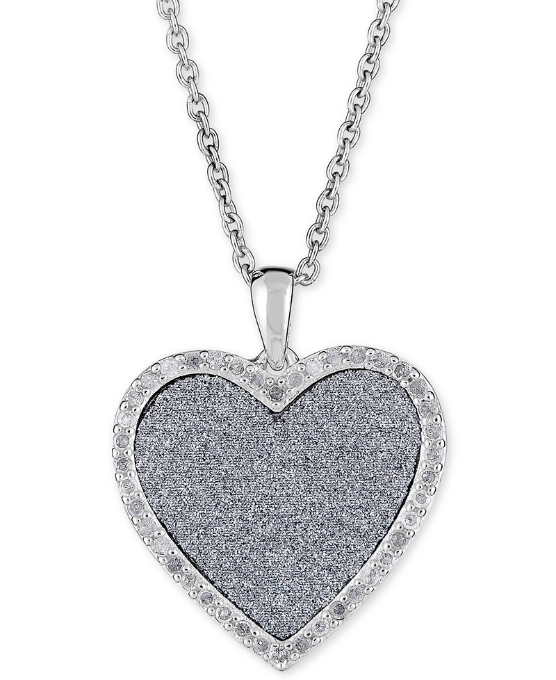 Diamond Glitter Heart 18" Pendant Necklace (1/4 ct. t.w.) in Sterling Silver