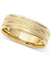Men's Engraved Wedding Band in 14k Gold