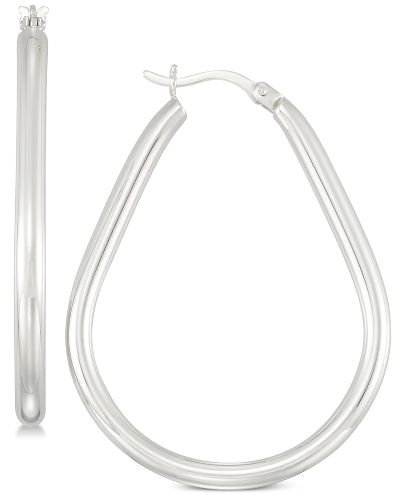 Simone I. Smith Polished Teardrop Hoop Earrings in Sterling Silver