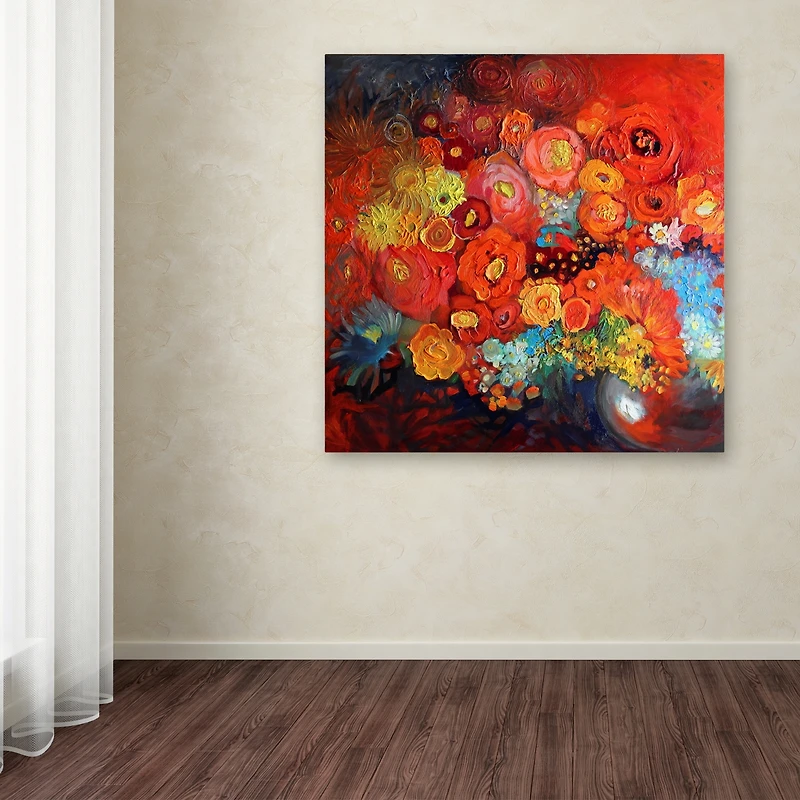 Oxana Ziaka 'Red Nature Morte' Canvas Art - 14" x 14" x 2"