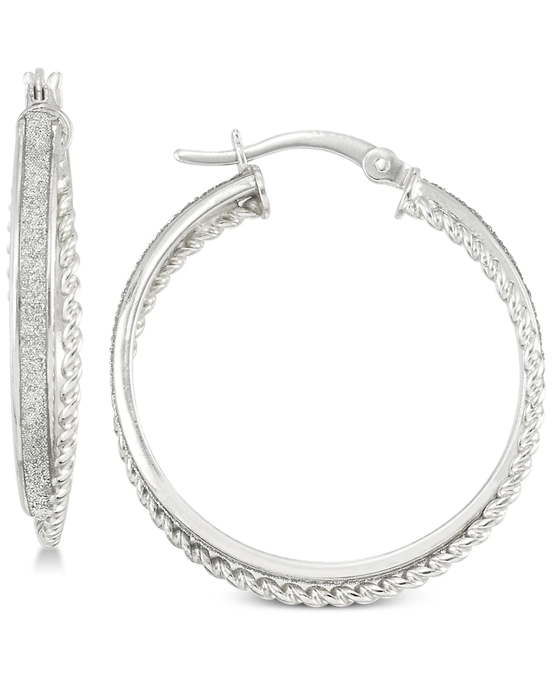Simone I. Smith Glitter Twist Hoop Earrings in Sterling Silver