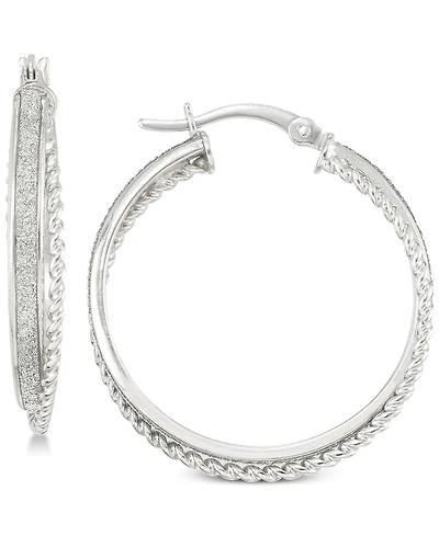 Simone I. Smith Glitter Twist Hoop Earrings in Sterling Silver