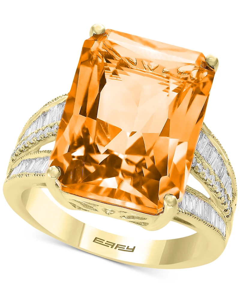 Effy Pink Amethyst (15-1/2 ct. t.w.) & Diamond (3/8 Ring 14k Gold (Also available Green Quartz, Citrine, Swiss Blue Topaz and London B