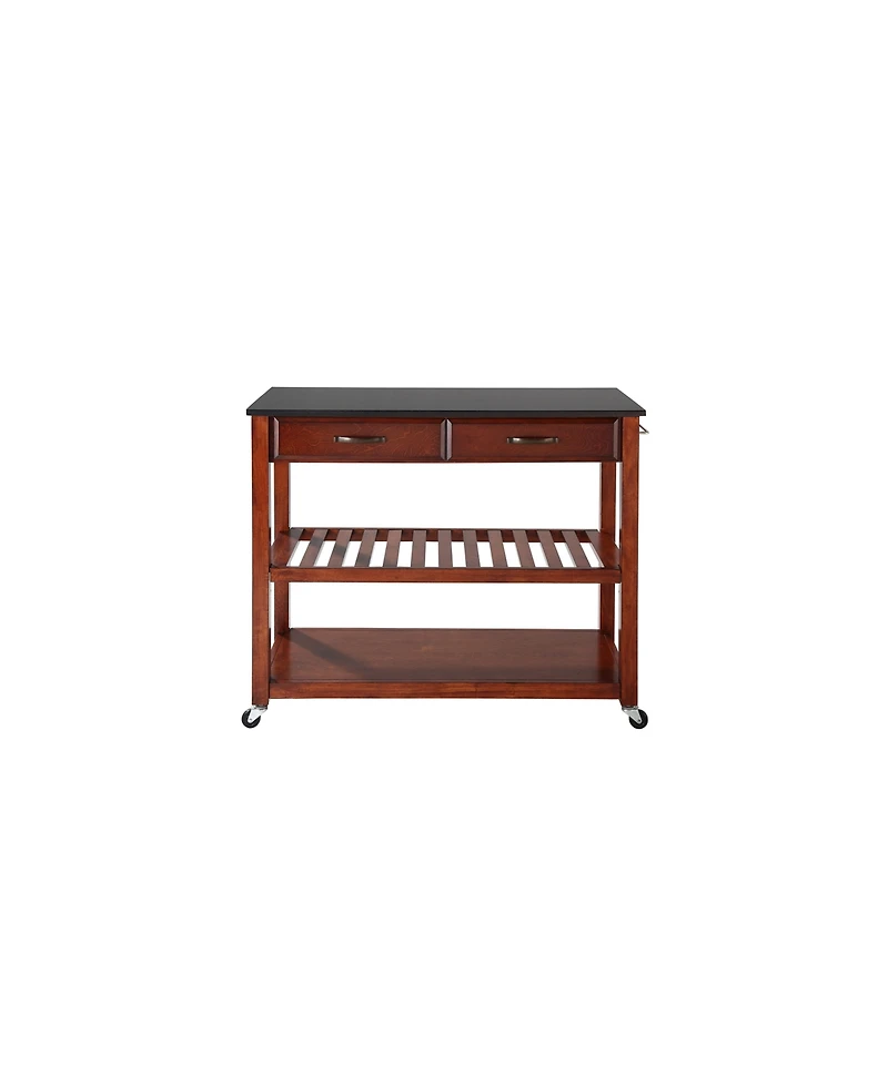 Solid Granite Top Kitchen Cart Island With Optional Stool Storage