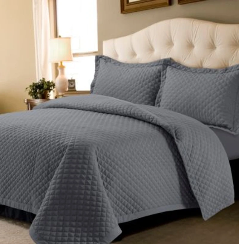 Tribeca Living Brisbane Microfiber Solid Oversized Quilt Sets