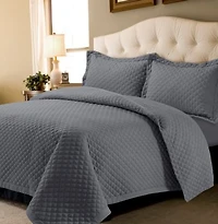 Tribeca Living Brisbane Microfiber Solid Oversized Quilt Sets
