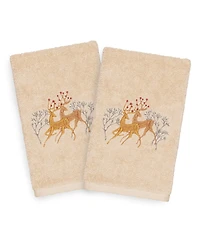 Linum Home Christmas Deer 100% Turkish Cotton 2-Pc. Hand Towel Set