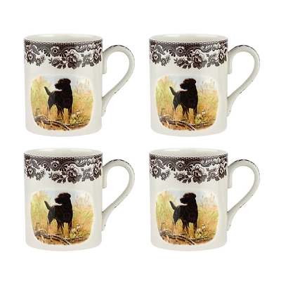 Spode Woodland Black Lab Mugs, Set of 4