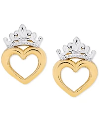 Disney Children's Tiara Heart Stud Earrings in 14k Gold