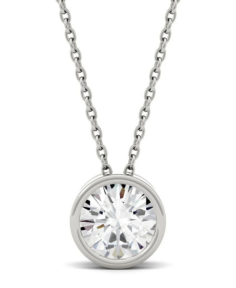 Moissanite Bezel Solitaire Pendant (1 ct. t.w. Diamond Equivalent) 14k White or Yellow Gold