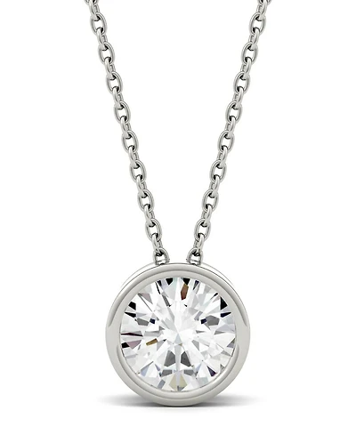 Moissanite Bezel Solitaire Pendant (1 ct. t.w. Diamond Equivalent) 14k White or Yellow Gold