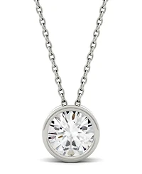 Moissanite Bezel Solitaire Pendant (1 ct. t.w. Diamond Equivalent) 14k White or Yellow Gold