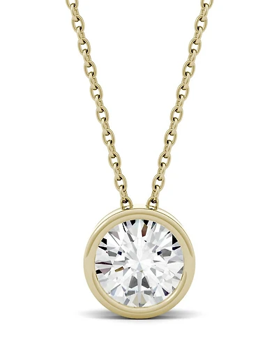 Moissanite Bezel Solitaire Pendant (1 ct. t.w. Diamond Equivalent) 14k White or Yellow Gold