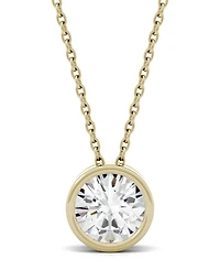 Moissanite Bezel Solitaire Pendant (1 ct. t.w. Diamond Equivalent) 14k White or Yellow Gold