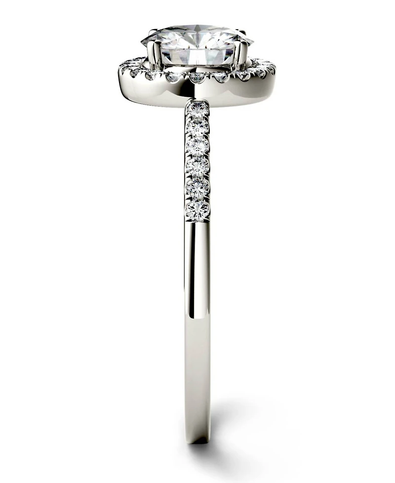 Moissanite Round Halo Ring (1-1/3 ct. t.w. Diamond Equivalent) 14k Gold or White Rose