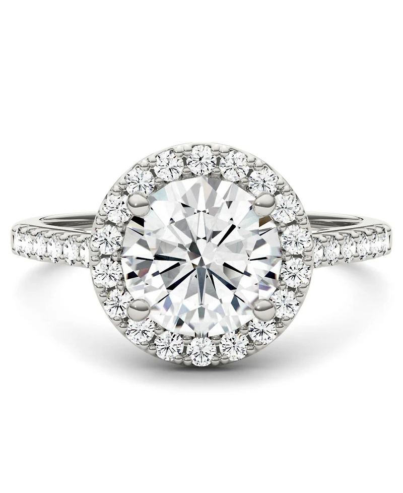 Moissanite Round Halo Ring (2-1/3 ct. tw. Diamond Equivalent) 14k White Gold