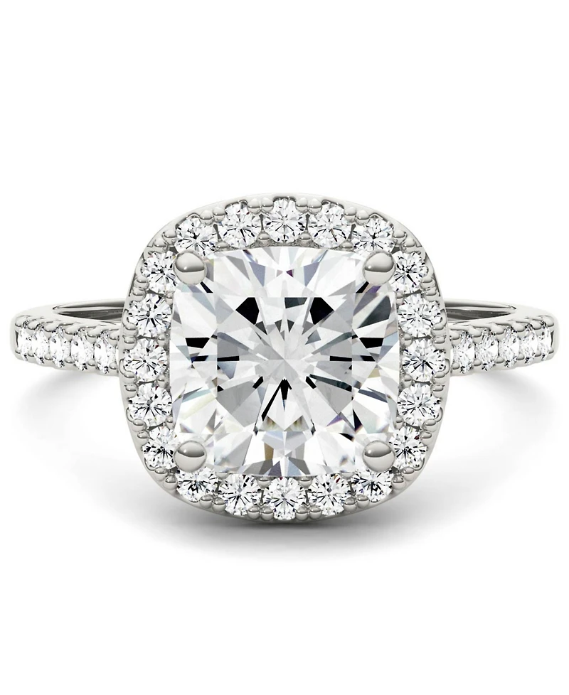 Moissanite Cushion Halo Ring (2-7/8 ct. tw. Diamond Equivalent) 14k White Gold