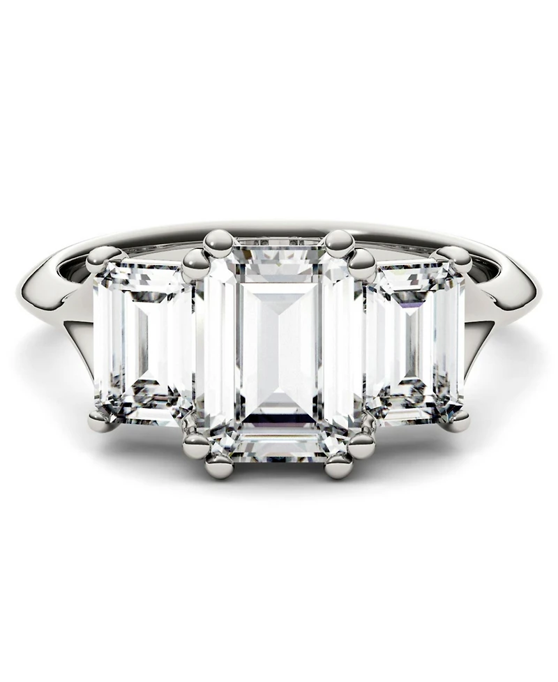 Moissanite Emerald Three Stone Ring (2-9/10 ct. tw.) 14k White Gold