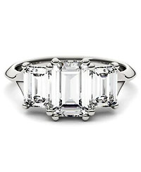 Moissanite Emerald Three Stone Ring (2-9/10 ct. tw.) 14k White Gold