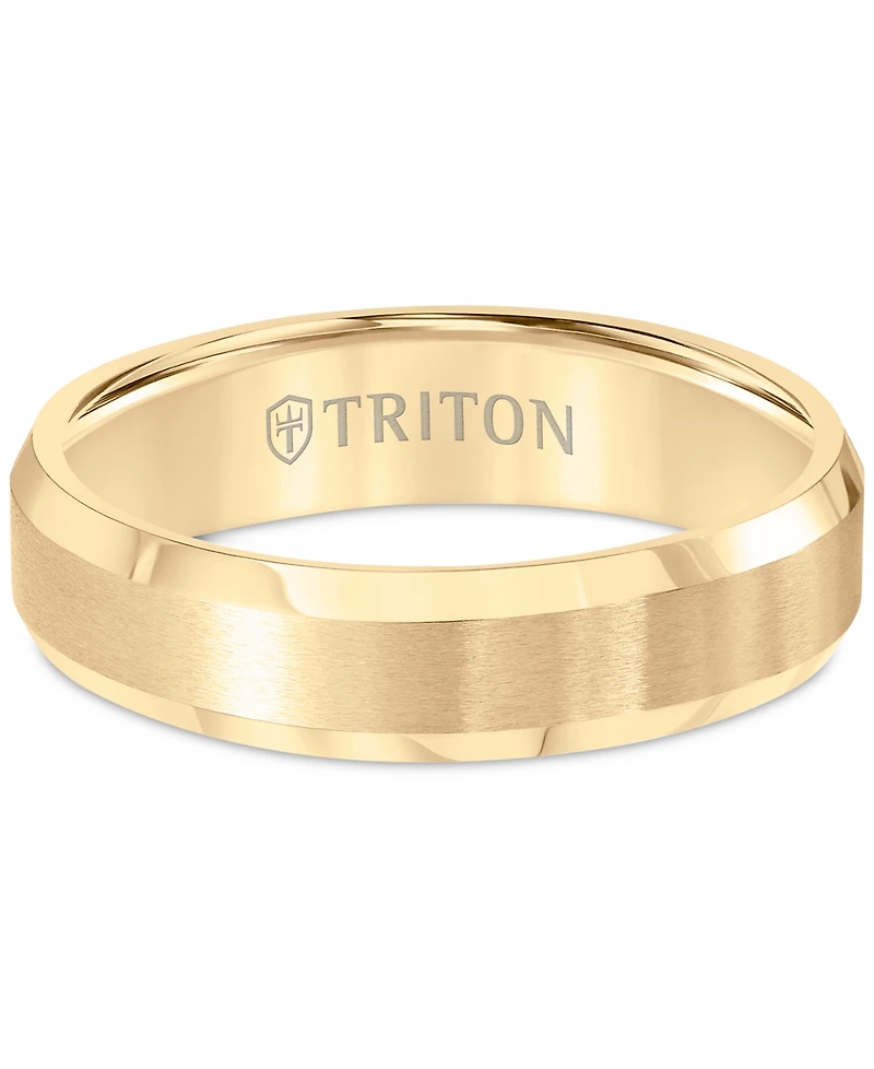 Triton Bevel Edge Comfort Fit Band Yellow Tungsten Carbide