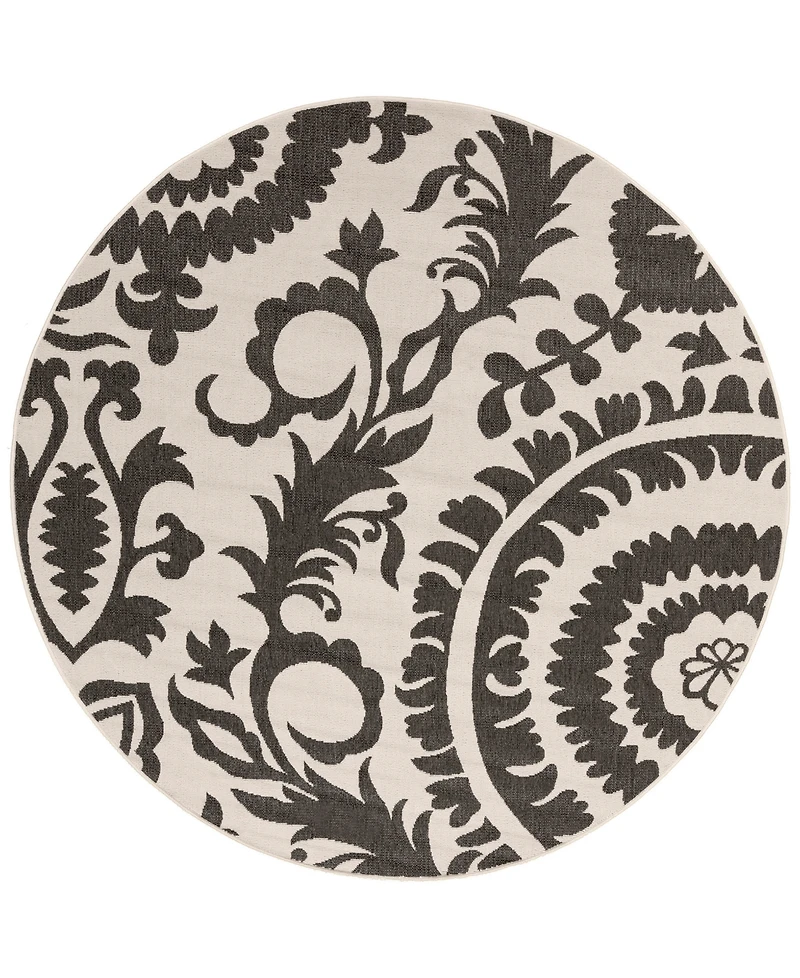 Livabliss Alfresco Alf-9612 Black 8'9" Round Area Rug, Indoor/Outdoor