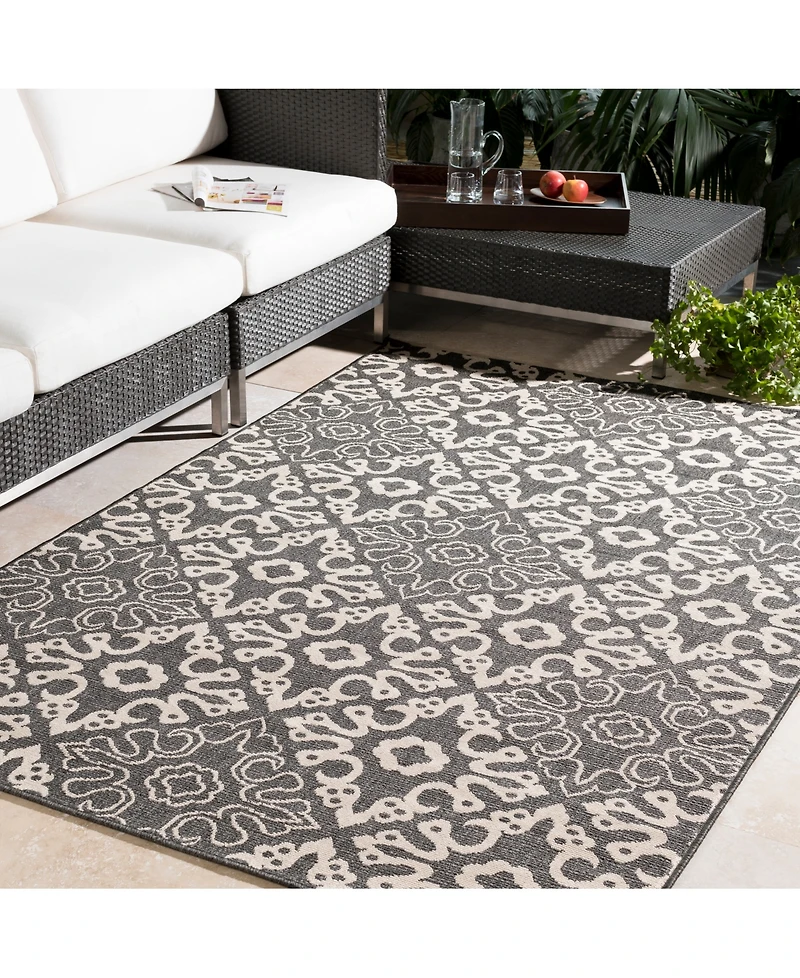 Livabliss Alfresco Alf-9637 Black 7'6" x 10'9" Area Rug, Indoor/Outdoor